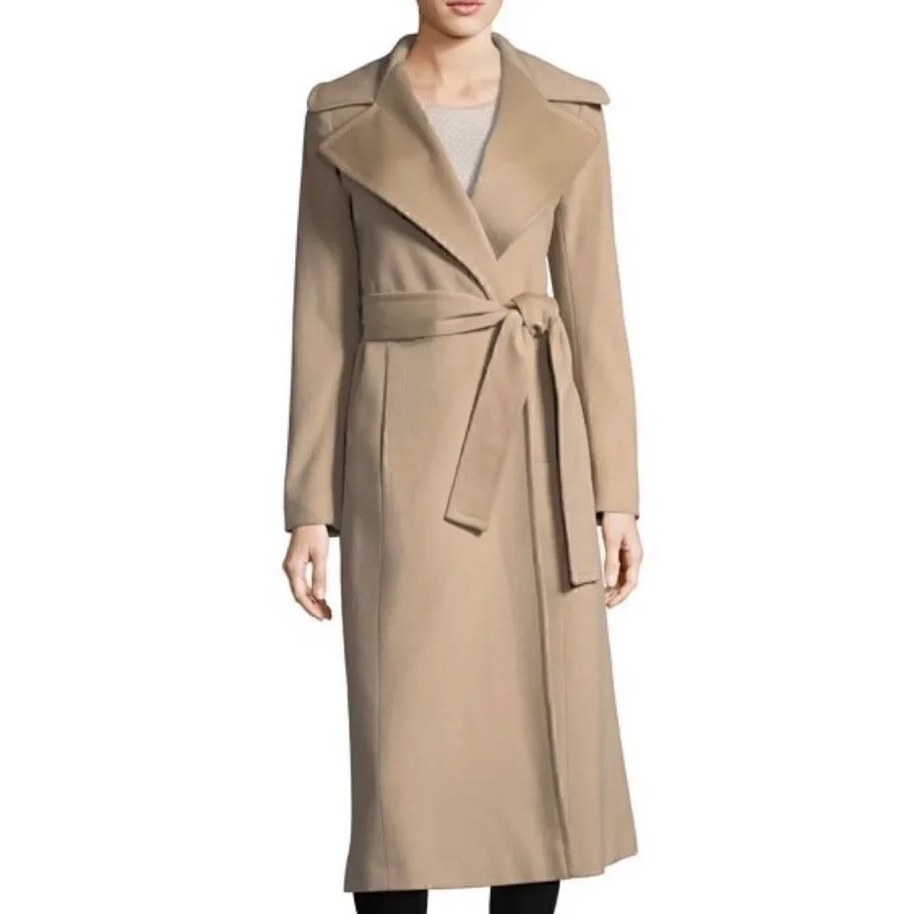 Calvin Klein Wool Blend Shawl Collar Wrap Maxi Coat
